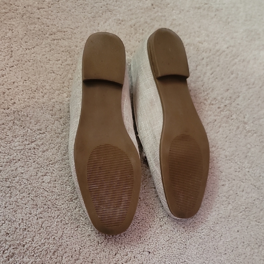 Beige Woven Style Loafers with Gold Buckle - Picture 8 of 9